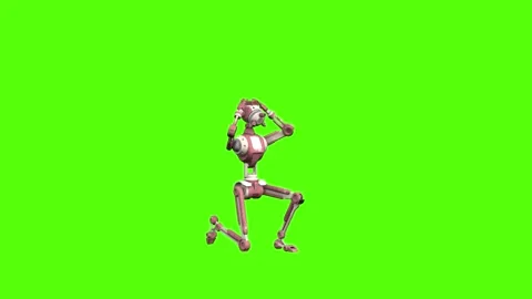 Droid Kneel Down Green Screen Animation 4K Rendering 動画素材 264549726