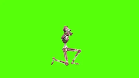 Droid Kneel Down Green Screen Animation 4K Rendering Stock Footage 264549736