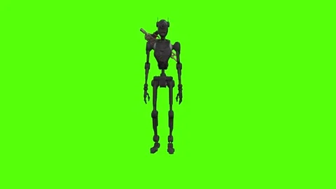 Droid Looking Around Green Screen Animation 4k Rendering Stock-Footage 263395596