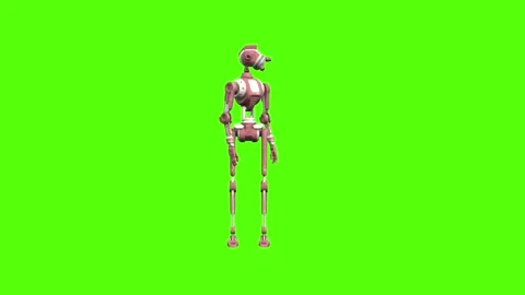 Droid Looking Around Green Screen Animation 4K Rendering 動画素材 264549689