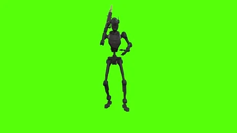 Droid Put Back Weapon Green Screen Animation 4k Rendering Видео 263395549