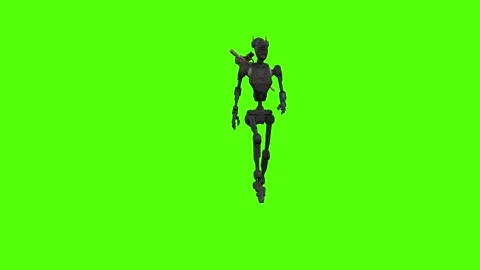 Droid Running Green Screen Animation 4k Rendering Stock Footage 263395405