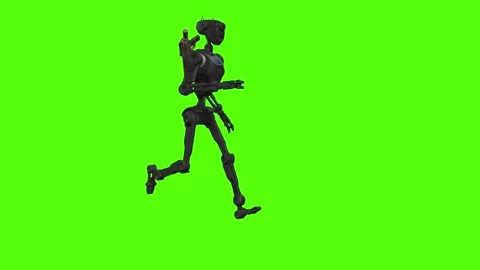 Droid Running Green Screen Animation 4k Rendering 動画素材 263395447