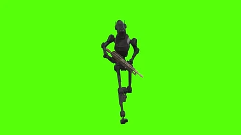 Droid Running Green Screen Animation 4k Rendering Stock Footage 263395495