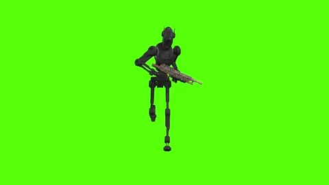 Droid Running Green Screen Animation 4k Rendering Stock Footage 263395509