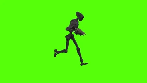 Droid Running Green Screen Animation 4k Rendering Stock-Footage 263395516