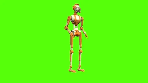 Droid Typing on keyboard Green Screen Animation 4K Rendering Stock Footage 263864803