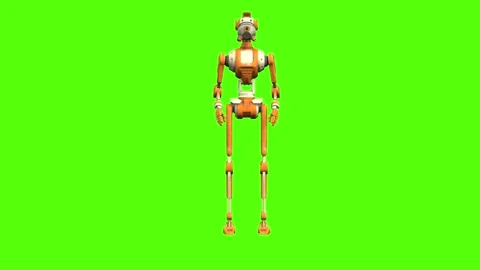 Droid Typing on keyboard Green Screen Animation 4K Rendering Stock Footage 263864807