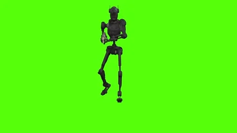 Droid Walking Back aiming Green Screen Animation 4k Rendering Vídeos de archivo 263605247