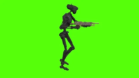 Droid Walking Back Green Screen Animation 4k Rendering Stock Footage 263605266