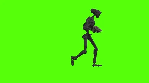 Droid Walking Backward aiming Green Screen Animation 4k Rendering Видео 263605220