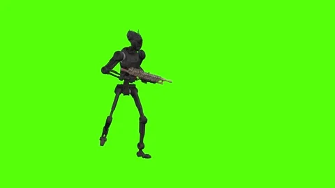 Droid Walking Backward aiming Green Screen Animation 4k Rendering Vidéo 263605227