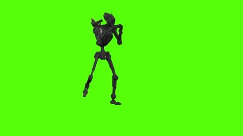 Droid Walking Backward Combat Mode Green Screen Animation 4k Rendering Видео 263605192