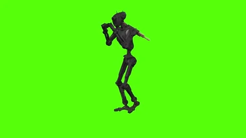 Droid Walking Backward Combat Mode Green Screen Animation 4k Rendering Stock-Footage 263605233