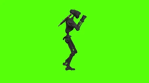 Droid Walking Backward left Combat mode Green Screen Animation 4k Renderin Vidéo 263605172