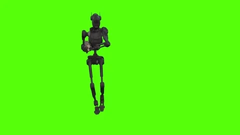 Droid Walking Backward left  Green Screen Animation 4k Rendering Stock Footage 263605187