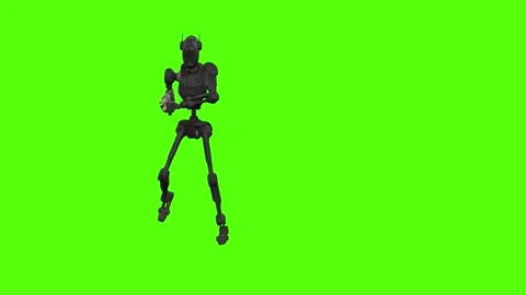 Droid Walking Backward Right Aiming Green Screen Animation 4k Rendering Видео 263605152