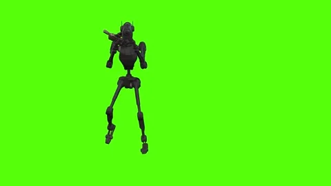 Droid Walking Backward Right Combat Mode 4 Green Screen Animation 4k Renderi Stock Footage 263605109