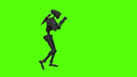 Droid Walking Backward Right Combat Mode Green Screen Animation 4k Renderi Stock-Footage 263605119