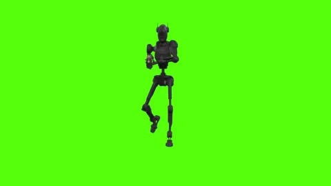 Droid Walking Forward Aiming Green Screen Animation 4k Rendering Stock-Footage 263605085