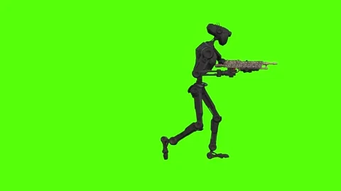 Droid Walking Forward Aiming Green Screen Animation 4k Rendering Видео 263605101