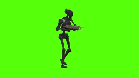 Droid Walking Forward Aiming Green Screen Animation 4k Rendering Stock Footage 263605105