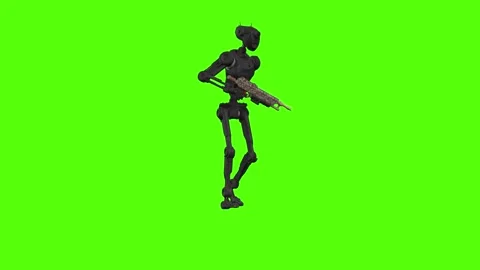 Droid Walking Forward Armed Green Screen Animation 4k Rendering Vídeos de archivo 263605095