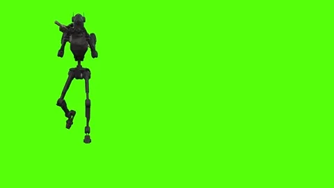 Droid Walking Forward Combat Mode Green Screen Animation 4k Rendering Vídeos de archivo 263605060