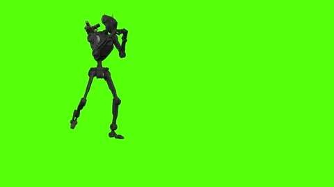 Droid Walking Forward Combat Mode Green Screen Animation 4k Rendering Видео 263605064