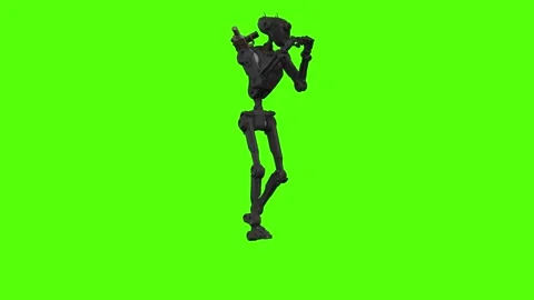 Droid Walking Forward Combat Mode Green Screen Animation 4k Rendering Stock Footage 263605068