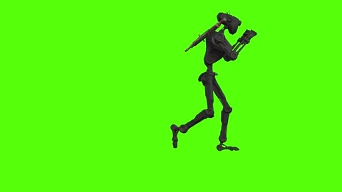 Droid Walking Forward Combat Mode Green Screen Animation 4k Rendering 動画素材 263605070