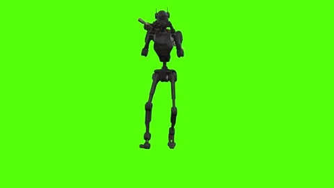 Droid Walking Forward Combat Mode Green Screen Animation 4k Rendering Stock Footage 263605074