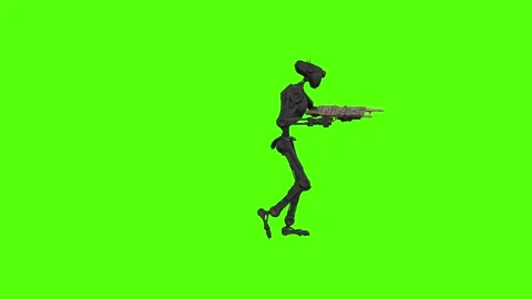 Droid Walking Forward Left Aiming Green Screen Animation 4k Rendering Vidéo 263605053