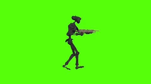 Droid Walking Forward Left Aiming Green Screen Animation 4k Rendering 動画素材 263605058