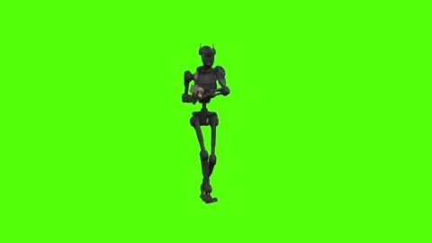 Droid Walking Forward Left Aiming Green Screen Animation 4k Rendering Stock Footage 263605059