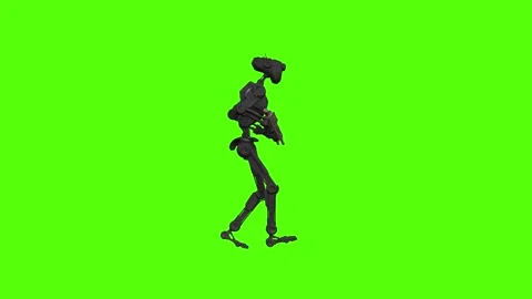 Droid Walking Forward Left Armed Green Screen Animation 4k Rendering Stock Footage 263605052
