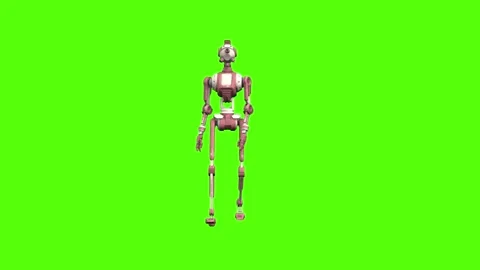 Droid Walking Green Screen Animation 4K Rendering Stock Footage 264549637
