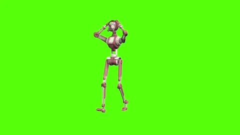 Droid Walking Green Screen Animation 4K Rendering 動画素材 264549648