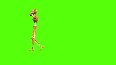 Droid Walking Hostage Green Screen Animation 4K Rendering Stock-Footage 263864782