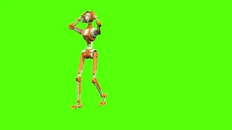 Droid Walking Hostage Green Screen Animation 4K Rendering Stock Footage 263864785