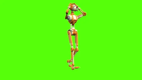 Droid Walking Hostage Green Screen Animation 4K Rendering Vídeo Stock 263864789