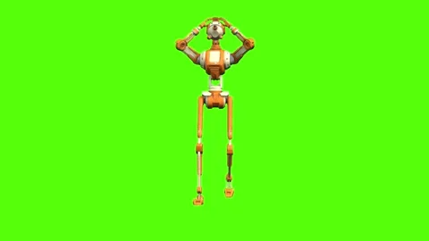 Droid Walking Hostage Green Screen Animation 4K Rendering Видео 263864793