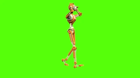 Droid Walking Hostage Green Screen Animation 4K Rendering Stock Footage 263864805