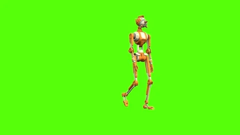 Droid Walking Normal Green Screen Animation 4K Rendering Stock-Footage 263864758
