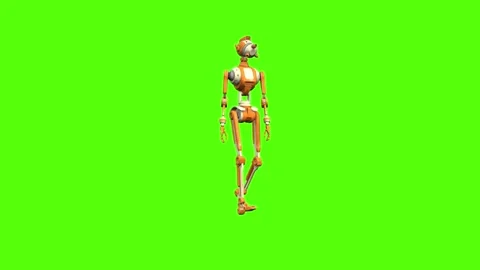 Droid Walking Normal Green Screen Animation 4K Rendering Vídeos de archivo 263864759