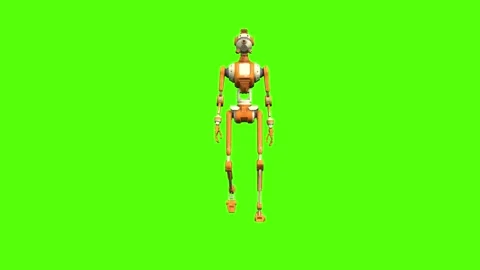 Droid Walking Normal Green Screen Animation 4K Rendering Stock-Footage 263864761