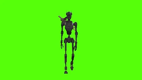 Droid Walking Walking Normal Green Screen Animation 4k Rendering Vídeos de archivo 263605019