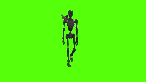 Droid Walking Walking Normal Green Screen Animation 4k Rendering Stock Footage 263605038