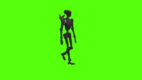 Droid Walking Walking Normal Green Screen Animation 4k Rendering Stock Footage 263605039