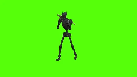 Droid Walking Walking Right Combat Ready 2 Green Screen Animation 4k Renderi Stock Footage 263604998
